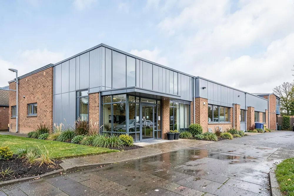 Exterior of a professionally cleaned commercial building