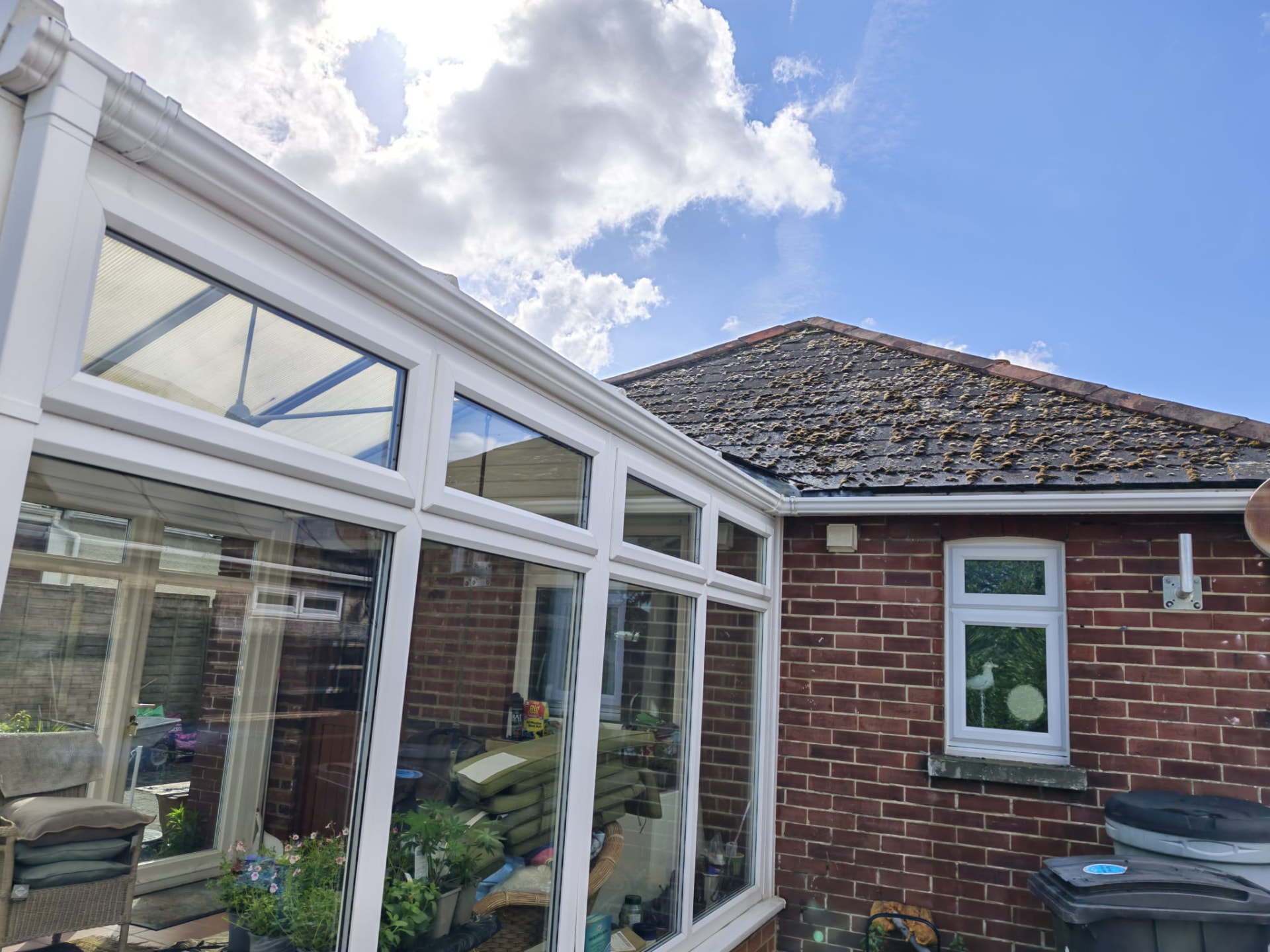 Clean white conservatory frames after cleaning by OOR External