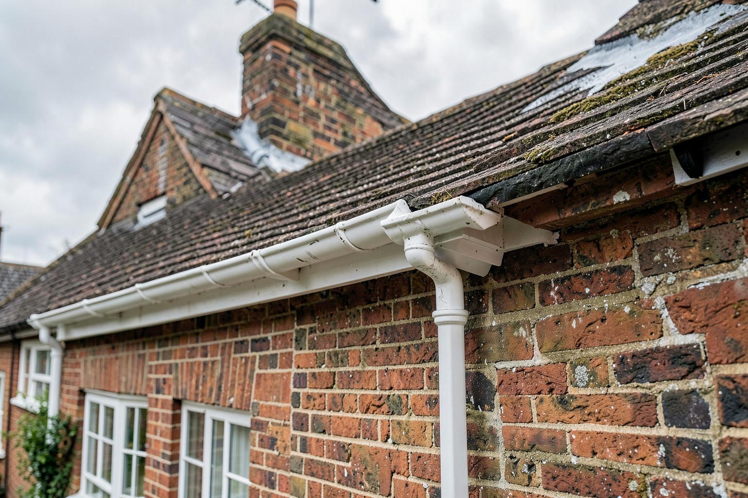 Gutters fascia and soffits being cleaned with high reach equipment